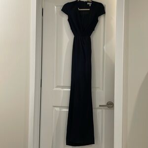 Black Capped Sleeve Long Dress with Cutouts